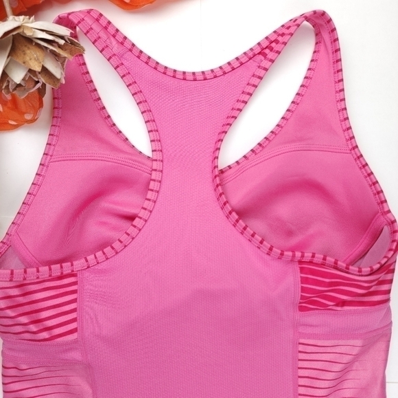 Nike Pink Striped Racer Back Athletic Top Sz M - Picture 6 of 9